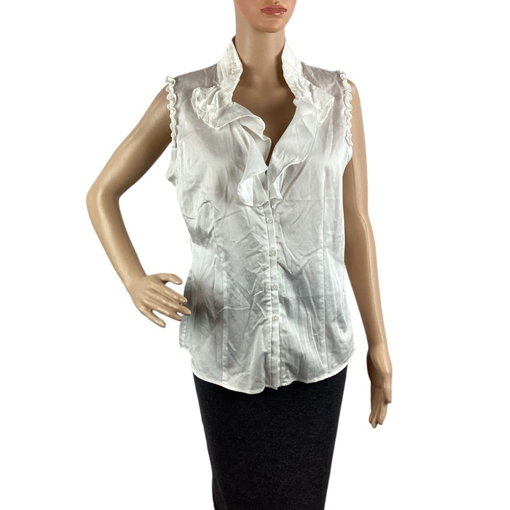 Antonio Melani Button Down Sleeveless Top Size M White